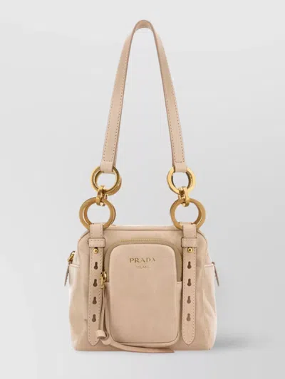 Prada Mini Dangle Handbag Double Handles Front Pocket In Pink