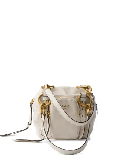 Prada Mini Dangle Tote Bag In White