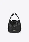 Prada Mini Darling Leather Bucket Bag In Black
