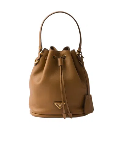Prada Mini Drawstring Shoulder Bag In Brown