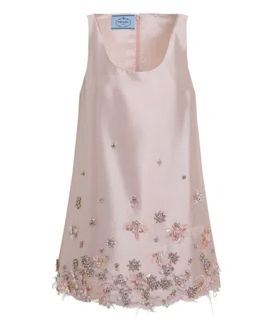 Prada Crystal-embellished Mini Dress In Multicolor