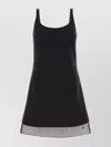 Prada Enamel Triangle-logo Wool Dress In Black