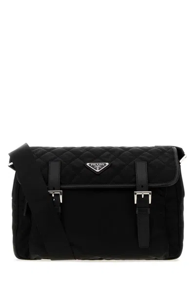 Prada Black Fabric Crossbody Bag In Red