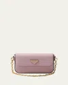 Prada Mini Flap Leather Crossbody Bag In Alabastro N