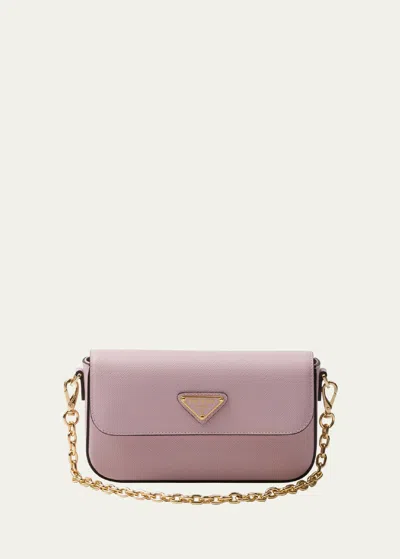 Prada Mini Flap Leather Crossbody Bag In F02ue Alabastro N