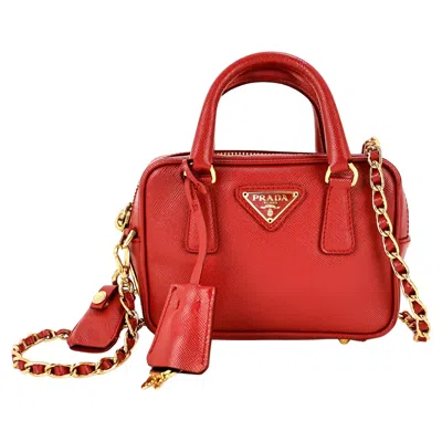 Pre-owned Prada Mini Galleria In Saffiano Leather In Red