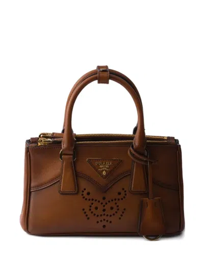 Prada Mini Galleria Leather Tote Bag In Brown