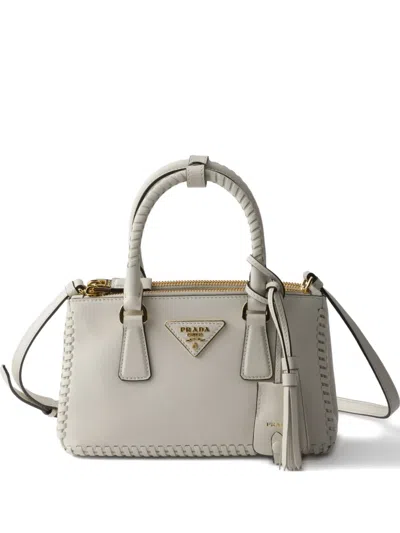 Prada Mini Galleria Leather Tote Bag In White