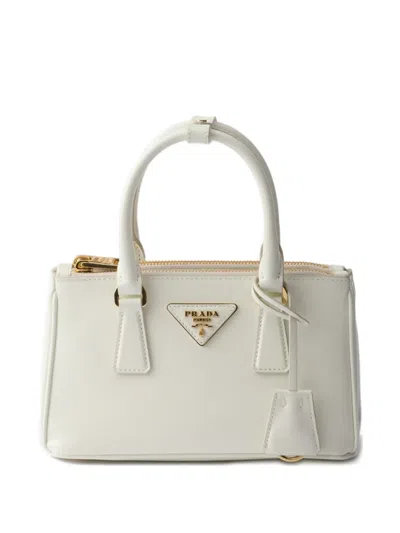 Prada Mini Galleria Leather Tote Bag In White