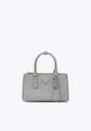 Prada Mini Galleria Saffiano Leather Handbag In Gray