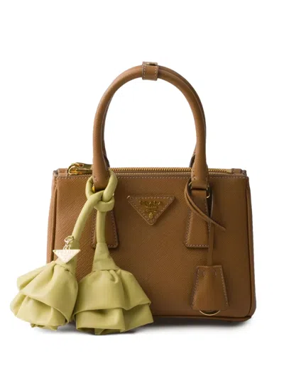 Prada Mini Galleria Saffiano Tote Bag In Braun