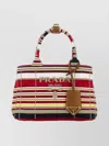 Prada Mini Handbag With Embroidered Design And Stripes In Animal Print