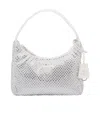 Prada Re-edition Satin Mini-bag With Crystals In White