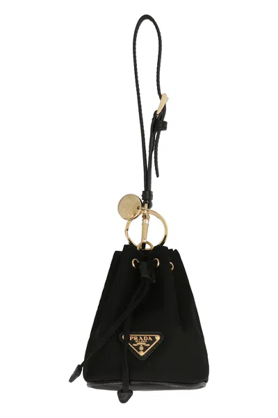 Prada Mini Icon Key Ring In Black