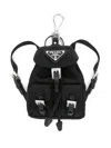 Prada Mini Icon Triangle Logo Keyring In Black
