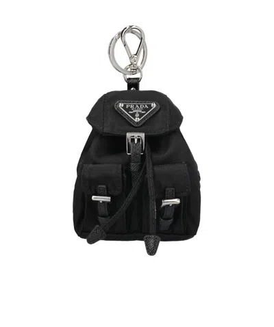 Prada Mini Icon Keyring In Black