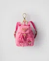 Prada Mini Icon Re-nylon Bag Charm In Begonia Pink