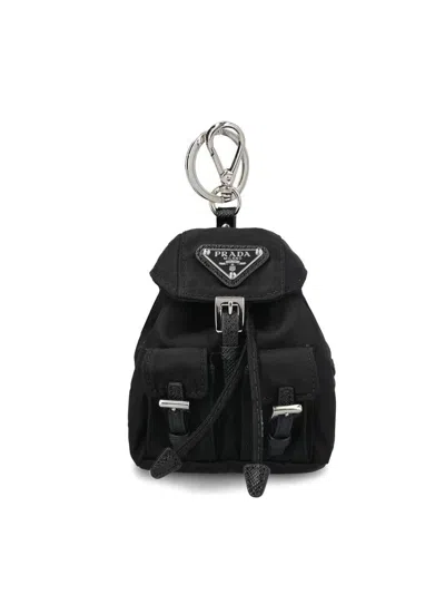 Prada "mini Icon" Re-nylon Bag Charm In Black