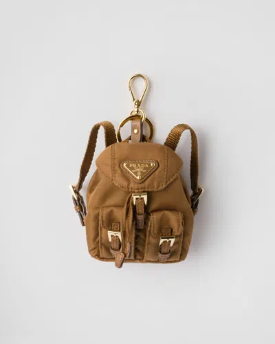 Prada Mini Icon Re-nylon Bag Charm In Brandy