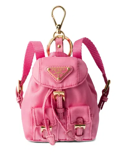Prada Mini Icon Re-nylon Bag Charm In Pink