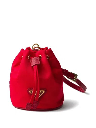Prada Mini Icon Re-nylon Keychain Charm In Red