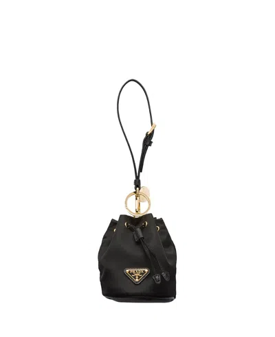 Prada Mini Icon Re-nylon Keychain Charm In Black