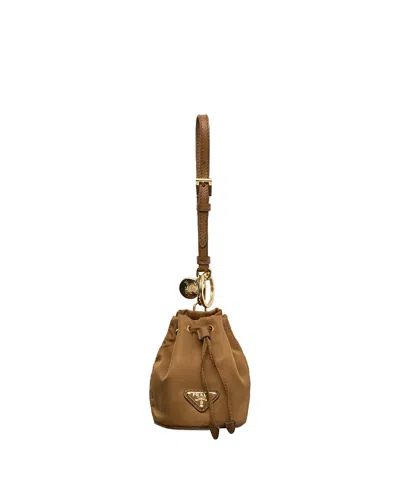 Prada Mini Icon Re-nylon Keychain Charm In White