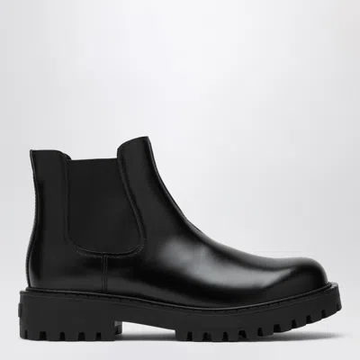 Prada Mini Leather Ankle Boot In Black