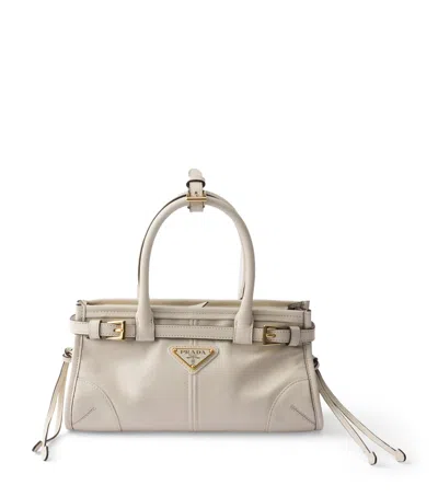 Prada Mini Leather Bonnie Shoulder Bag In White