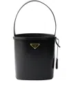 Prada Mini Leather Bucket Bag In Black