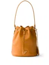 Prada Flou Drawstring Leather Bucket Bag In Orange