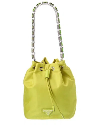 Prada Mini Leather Bucket Bag In Orange