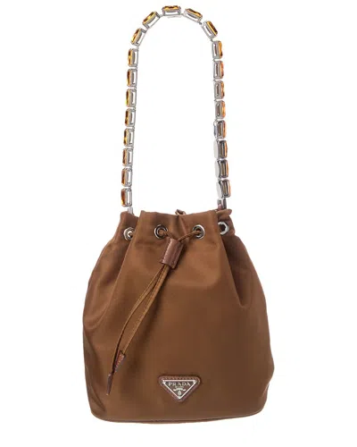 Prada Mini Leather Bucket Bag In Pink