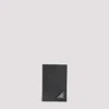 Prada Mini Leather Card Case In Black