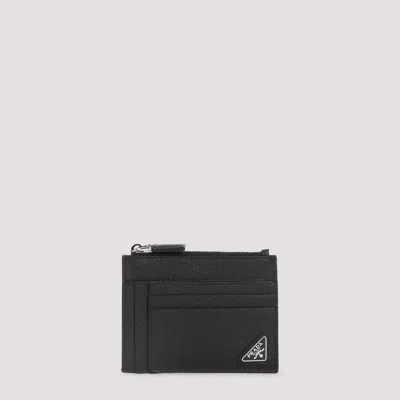 Prada Mini Leather Credit Card Case - 12cm X 9cm In Black