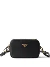 Prada Mini Leather Cross Body Bag In Black