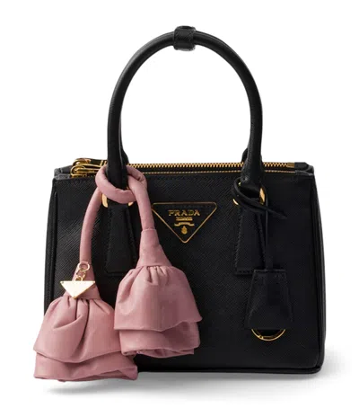 Prada Mini Leather Galleria Top-handle Bag In Black