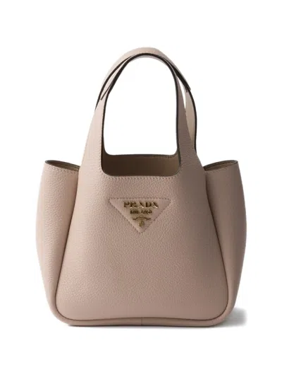 Prada Womens Powder Logo-plaque Mini Leather Shoulder Bag In Pink