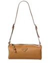 Prada Calf Leather Shoulder Bag With Zip Closure In Brown