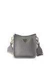 Prada Mini Daino Soft Leather Hobo Crossbody Bag In Gray