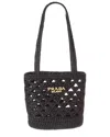 Prada Mini Leather Tote In Black