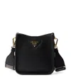 Prada Mini Leather Shoulder Bag In Black