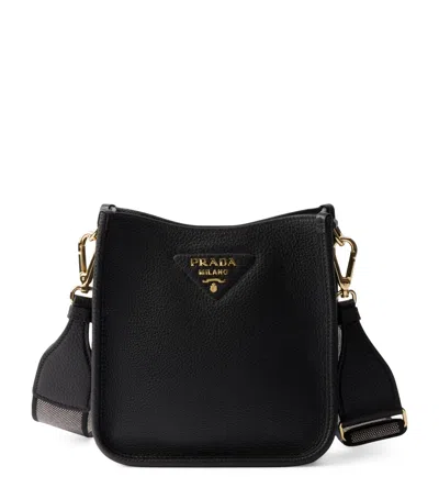 Prada Mini Leather Shoulder Bag In Black