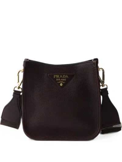 Prada Mini Leather Shoulder Bag In Purple