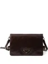 Prada Mini Leather Shoulder Bag In Brown