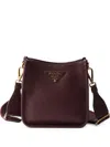 Prada Mini Leather Shoulder Bag In Burgundy