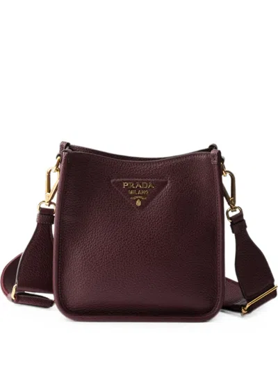 Prada Mini Leather Shoulder Bag In Red