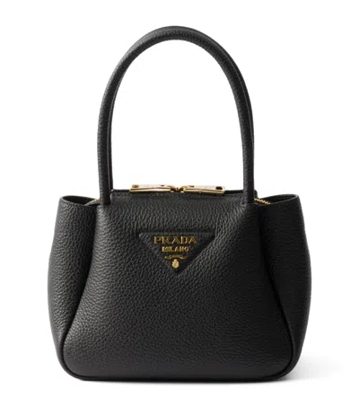 Prada Mini Leather Top-handle Bag In Black