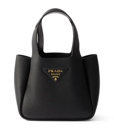 Prada Mini Leather Top-handle Bag In Black