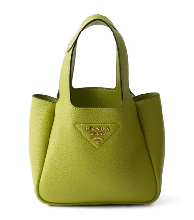 Prada Mini Leather Top-handle Bag In Green